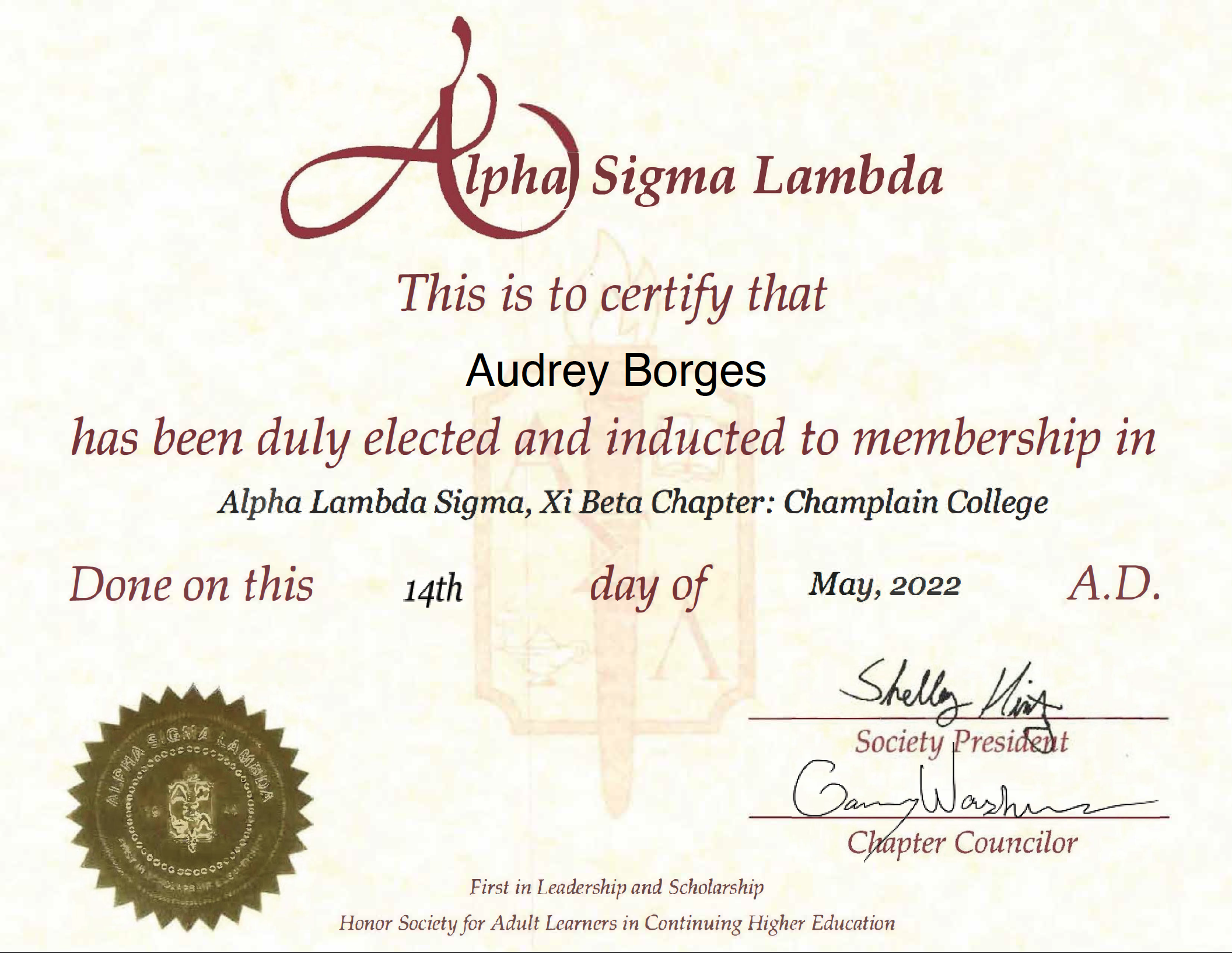 Alpha Sigma Lambda Honor Society